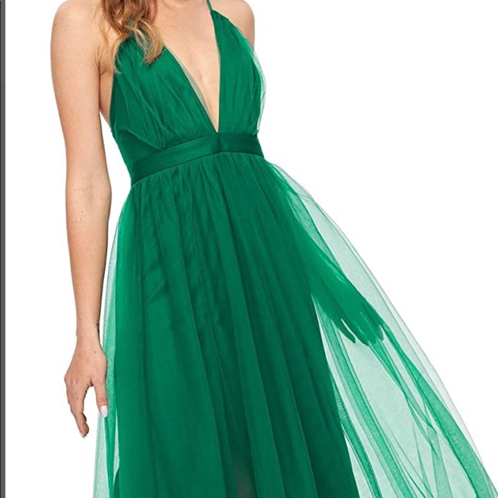 Plunging Neckline Tulle Dress
